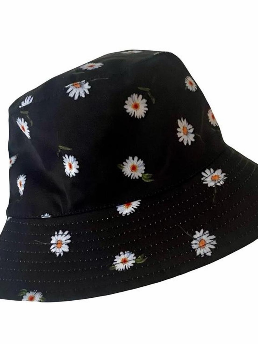 Alice + Olivia Black Daisy-Print Bucket Hat